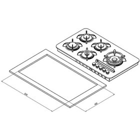 تصویر اجاق گاز شیشه ای ۵ شعله کن مدل راست | PARDYC R Can Glass Hob Model PARDYC R