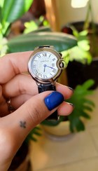 تصویر ساعت مچی کارتیه بند چرم صفحه گرد 