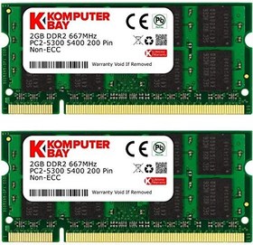 تصویر کامپیوترهای 4GB 2X 2GB DDR2 667MHz PC2-5300 PC2-5400 DDR2 667 (200 PIN) حافظه لپ تاپ SODIMM 
