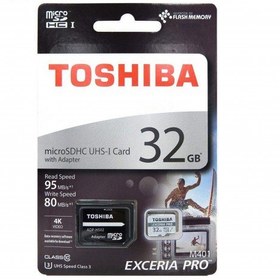 تصویر کارت حافظه TOSHIBA 32G مدل M401 کلاس 10 U3 سرعت 95MBps همراه با آداپتور 