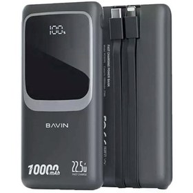 تصویر پاوربانک 10000 باوین Bavin PC1029S توان 22.5 وات و کابل متصل Bavin PC1029S 10000mAh Powerbank