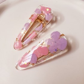 تصویر گیره رزینی گل هورتانسیا - مستطیل 