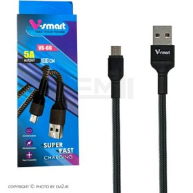 تصویر کابل میکرو USB برزنتی 1 متری وی اسمارت مدل VS-66 با خروجی 5 آمپر 