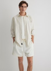 تصویر پیراهن زرد راه راه با تناسب معمولی / برش معمولی 0211433-84567 پیراهن آستین بلند راه راه مردانه | ماوی Mavi 211433 