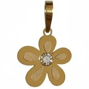 تصویر پلاک طلا زنانه گل تک نگین سفید 