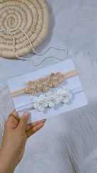 تصویر هدبند سه گل مرواریدی نوزادی تابزرگسال،تولیدی برینس 