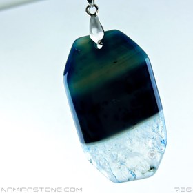 تصویر گردن آویز عقیق سلیمانی آبی Blue Agate (ژئود دار) 