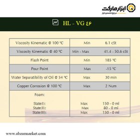 تصویر روغن هیدرولیک آبشار مدل HL-VG46 حجم960 میلی لیتر Waterfall hydraulic oil model HL-VG46 volume 960 ml