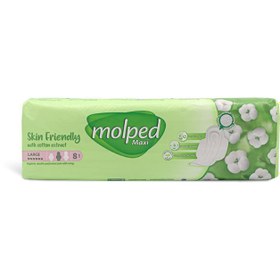 تصویر نوار بهداشتی بالدار ضخیم مشبک سایزبزرگ سازگارباپوست مولپد 8 عدد Molped Ultra Large Sanitary Pad 8pcs