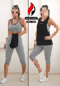 تصویر ست نیمتنه شلوارک و کاور سایز بزرگ ورزشی زنانه UNDER ARMOUR کد 002 UNDER ARMOUR womens big size sports cover shorts set code 002