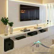 تصویر میز تلویزیون دیواری کلاسیک MDF کد ۲۰۱ هایگلاس 