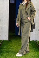 تصویر ست زنانه کت و شلوار و ژیله پارچه دیپلمات سبز کد 7142 