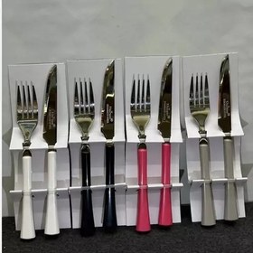 تصویر سرویس کارد و چنگال میوه خوری گرند یونیک کد 5855 - صورتی Unique knife and fork service