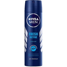 تصویر اسپری دئودورانت مردانه نیوا فرش اکتیو حجم 150 میل Nivea Fresh Active Deodorant Spray For Men 150ml