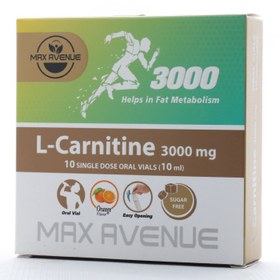 تصویر ال کارنیتین 3000 میلی گرم مکس اونیو وانا دارو 10 ویال Max Avenue L-Carnitine 3000 mg 10 Vials