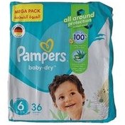 تصویر پوشک بچه پمپرز مدل baby dry سایز 6 بسته 36 عددی 