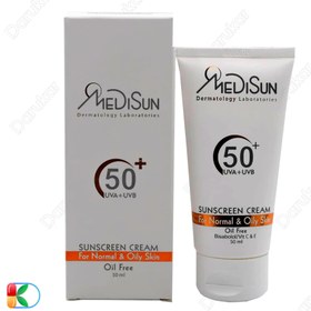 تصویر کرم ضد آفتاب فاقد رنگ پوست نرمال و چرب مدیسان MEDISUN SUN CREAM OILFREE SPF50