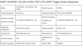 تصویر کلید دوحالته ضد آب IP67 سه پین 30A-12VDC 