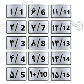 تصویر پلاک اعداد طرح مستطیل مجموعه 15 عددی 