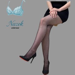تصویر Women’s Black Tights with Rhinestones – Closed Crotch, Medium Hole, Quick Shipping 