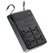 تصویر چندراهی برق تک مدل PWCUQC029 ظرفیت ۲۵۰۰ وات با ۴ خروجی و کابل ۳ متری 