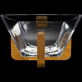 تصویر آجیل خوری شیشه ای لیمون کد 2172 با پایه چوبی ۲ تکه 