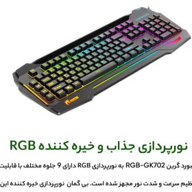 تصویر کیبورد مخصوص بازی گرین مدل GK702-RGB 