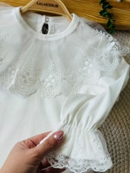 تصویر بلوز یقه توری کد 10052 