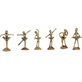 تصویر مجسمه بالرین برنجی برنزی مجموعه ۶ عددی Bronze bronze ballerina statue set of 6 pieces