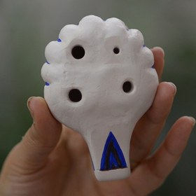 تصویر اوکارینا دایره 4 حفره طرح گل نیلوفر باستانی 