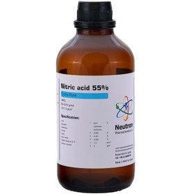 تصویر نیتریک اسید 55 درصد 1 لیتری بطری شیشه ای گرید USP، شیمی دارویی نوترون Nitric acid 55% 1 Lit, Grade USP, Glass Bottle Neutron