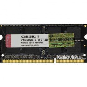 تصویر رم لپ تاپ هایپرایکس 8GB مدل DDR3L باس 1600MHZ/12800 چین HX316LS9IBK2/16 تایمینگ CL9 