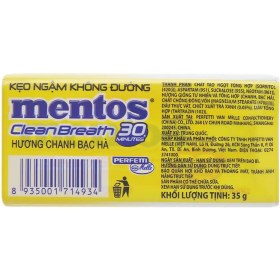 تصویر قرص خوشبو کننده دهان رژیمی منتوس با طعم لیمو 35 گرمی Mentos Clean Breath Lemon Sugar Free 