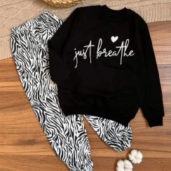 تصویر ست بلوز شلوار دخترانه طرح گورخری کد 2806 