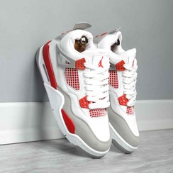 تصویر نایک ایر جردن 4 رترو سفید قرمز کد 97 Nike Air Jordan 4 Retro 