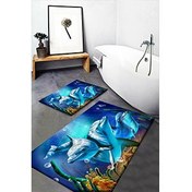 تصویر فرش ست حمام طرح دلفین Osso Blue Dolphins 