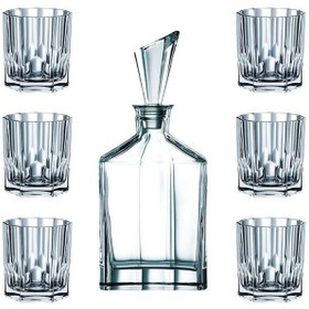 تصویر تنگ و لیوان 7 پارچه ناخمن مدل Nachtmann Aspen Crystal Whisky Carafe 