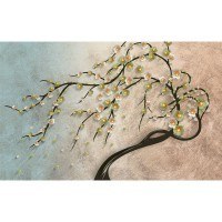 تصویر پوستر دیواری سه بعدی طرح شاخه درخت و شکوفه 