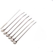 تصویر نی قاشقی طرح گل unique نقره ای 