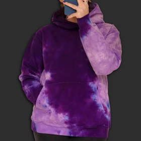 تصویر هودی تای دای ( شیبوری ) ابر و بادی بنفش Purple Tie Dye Hoodie