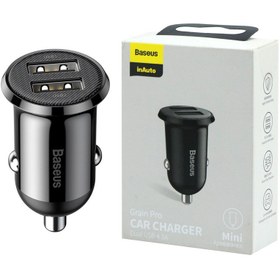 تصویر شارژر فندکی Baseus Grain Pro CCALLP 4.8A رنگ مشکی 