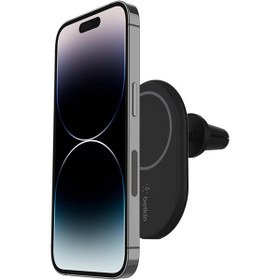 تصویر پایه نگهدارنده و شارژر بی سیم موبایل بلکین مدل WIC004btBK ا Magnetic Wireless Car Charger 10W wic0o4btbk Magnetic Wireless Car Charger 10W wic0o4btbk