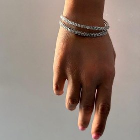 تصویر بنگل نقره ای الماسه استیل کد BA00070 