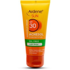 تصویر کرم ضد آفتاب آکنه سل پوست‌های چرب آردن SPF50 بژ طبیعی ۵۰ میلی لیتر Ardene Acnesol SPF50 Sunshield Cream 50ml