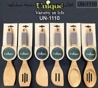 تصویر کفگیر ملاقه چوبی دسته چوبی یونیک UN-1110 Unique silicone handle wooden ladle service UN-1110