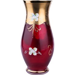 تصویر گلدان خمره ایی طلاکوب گل برجسته قرمز با ارتفاع 50 سانتی متر برند اگرمن 