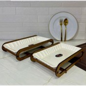 تصویر شیرینی خوری و رولت خوری سرامیکی پایه چوبی - سایز کوچک 