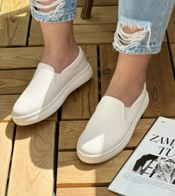 تصویر کفش کالج ونس زنانه راحتی سایز ۳۷ تا ۴۱ رنگ سفید و مشکی 