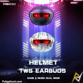 تصویر هندزفری بی سیم گیمینگ با نسخه 5.3 بلوتوث رسی Recci REP-W48 Helmet Appearance TWS REP-W48 Helmet Appearance TWS