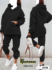 تصویر ست هودی شلوار کلاهدار زنانه کد 002 Womens hooded pants set code 002